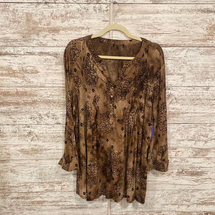 BROWN/BLACK LONG SLEEVE TOP