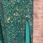 GREEN SEQUIN LONG DRESS