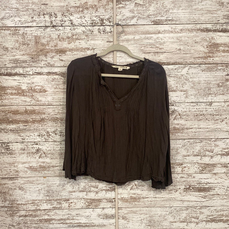 GREEN GAUZE LONG SLEEVE TOP