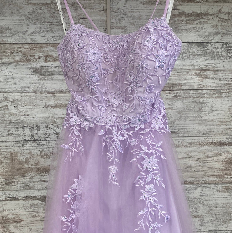 LAVENDER/FLORAL A LINE GOWN