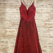 BURGUNDY A LINE GOWN