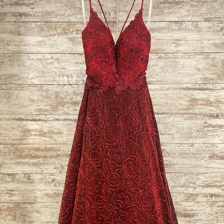 BURGUNDY A LINE GOWN