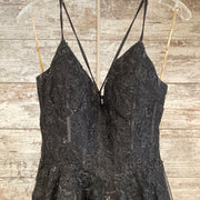 BLACK SPARKLY A LINE GOWN