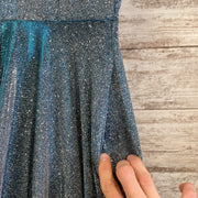 BLUE SPARKLY A LINE GOWN