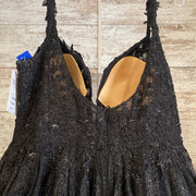 BLACK SPARKLY A LINE GOWN