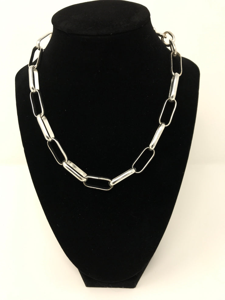 BIG SILVER CHAIN LINK NECKLACE