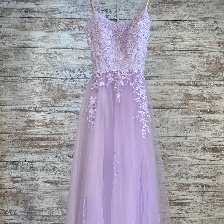 LAVENDER/FLORAL A LINE GOWN