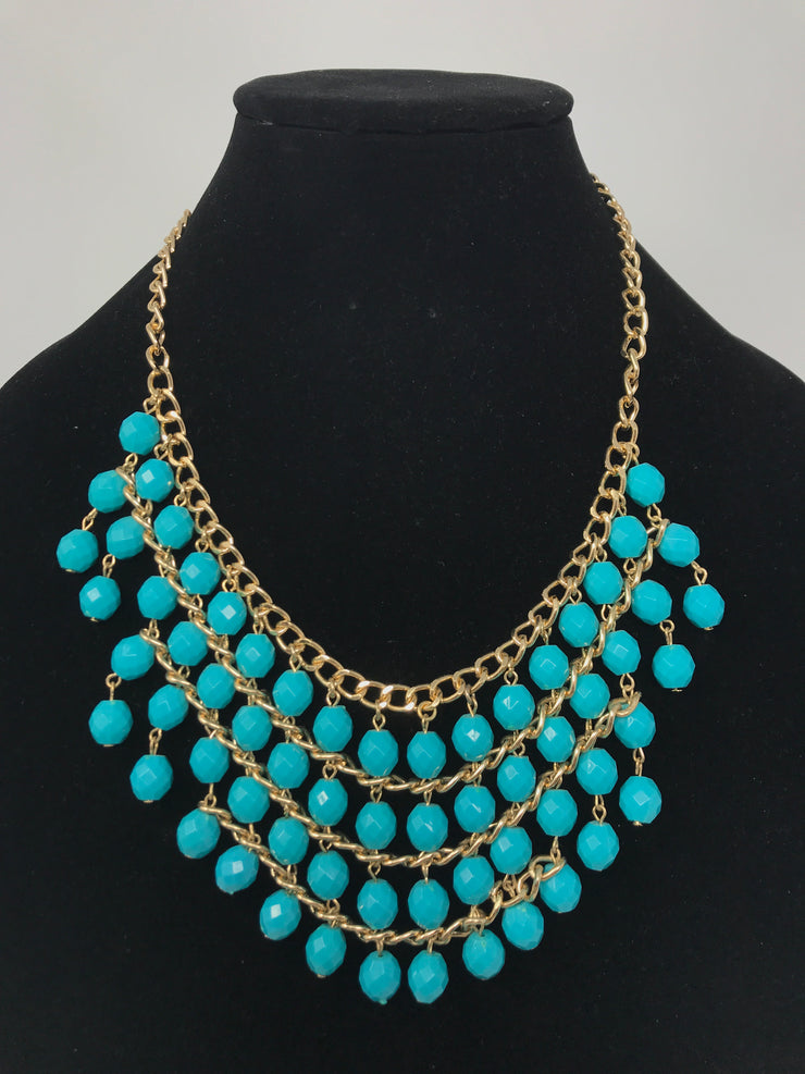TURQUOISE BEAD/GOLD NECKLACE
