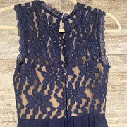 NAVY/NUDE A LINE GOWN