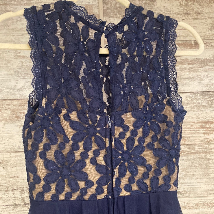 NAVY/NUDE A LINE GOWN