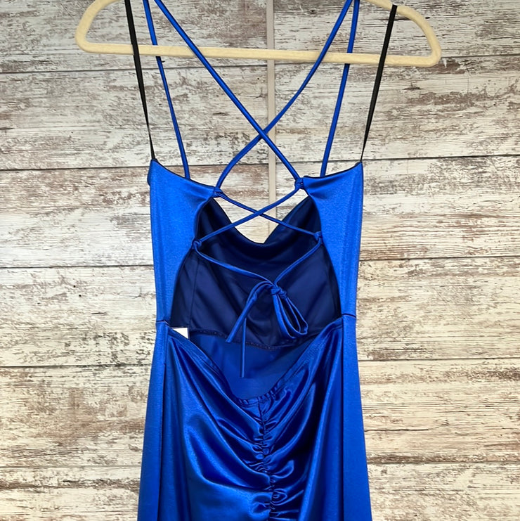 ROYAL BLUE LONG EVENING GOWN