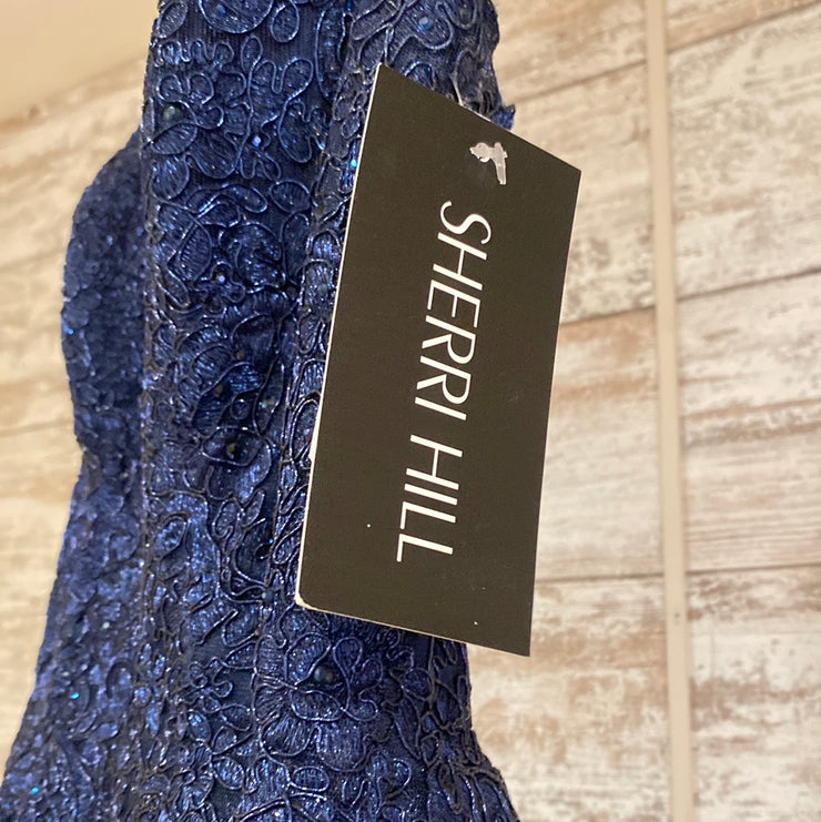 NAVY/FLORAL A LINE GOWN