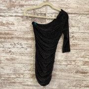 BLACK SPARKLY 1 SHOULDER DRESS
