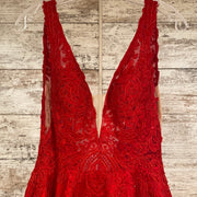 RED/FLORAL A LINE GOWN