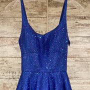 ROYAL BLUE SPARKLY A LINE GOWN