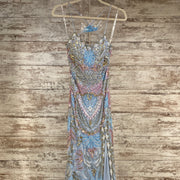 BLUE/PINK BEADED LONG DRESS
