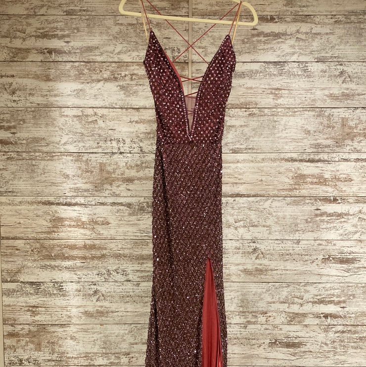 PINK FULL SEQUIN LONG DRESS