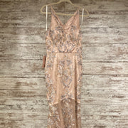 TAN/BLUSH FLORAL LONG GOWN-NEW