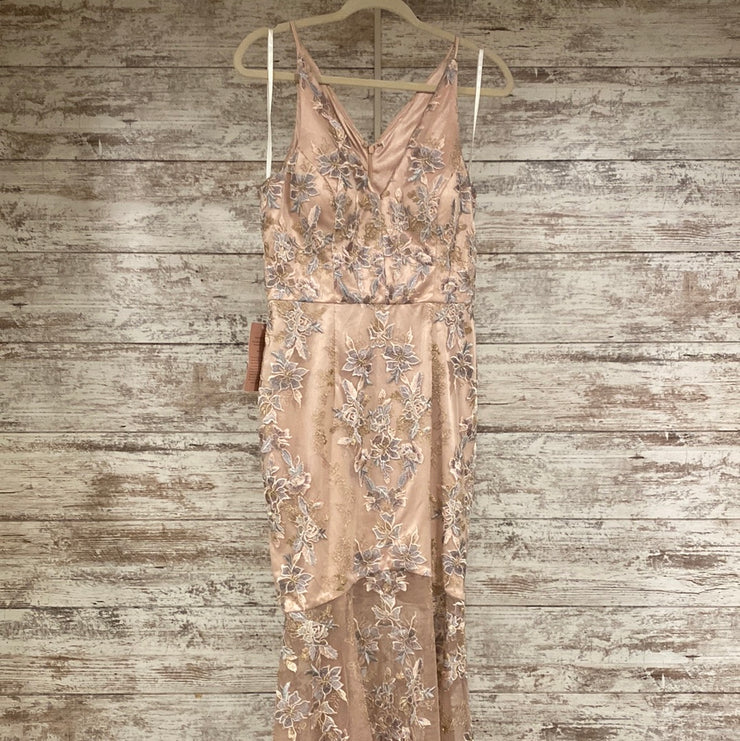 TAN/BLUSH FLORAL LONG GOWN-NEW
