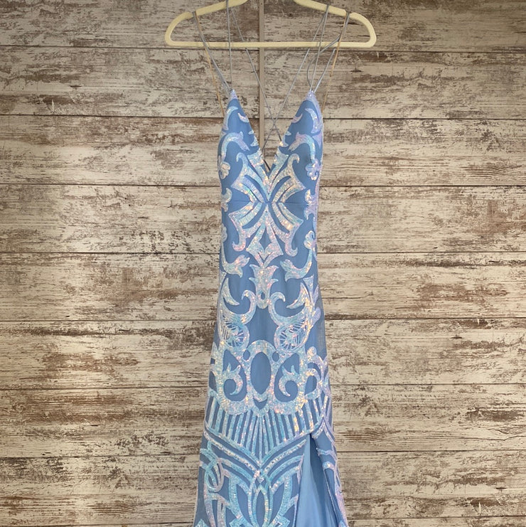 BLUE/PINK SEQUIN LONG DRESS