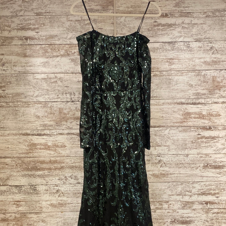 GREEN SEQUIN LONG GOWN (NEW)