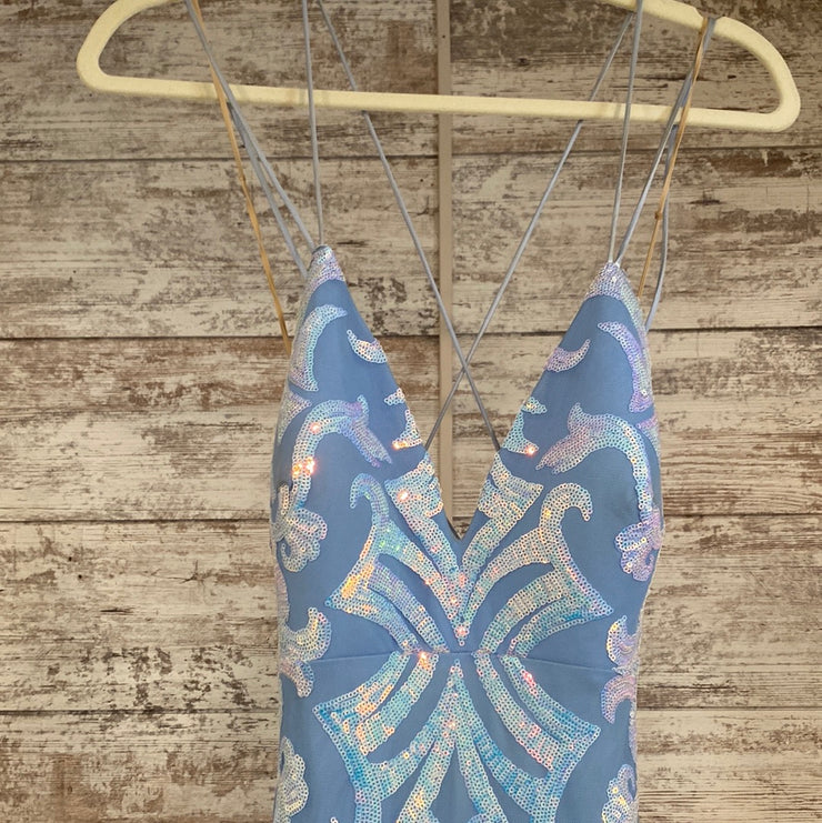 BLUE/PINK SEQUIN LONG DRESS