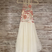 WHITE/FLORAL A LINE GOWN