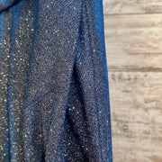 BLUE SPARKLY A LINE GOWN