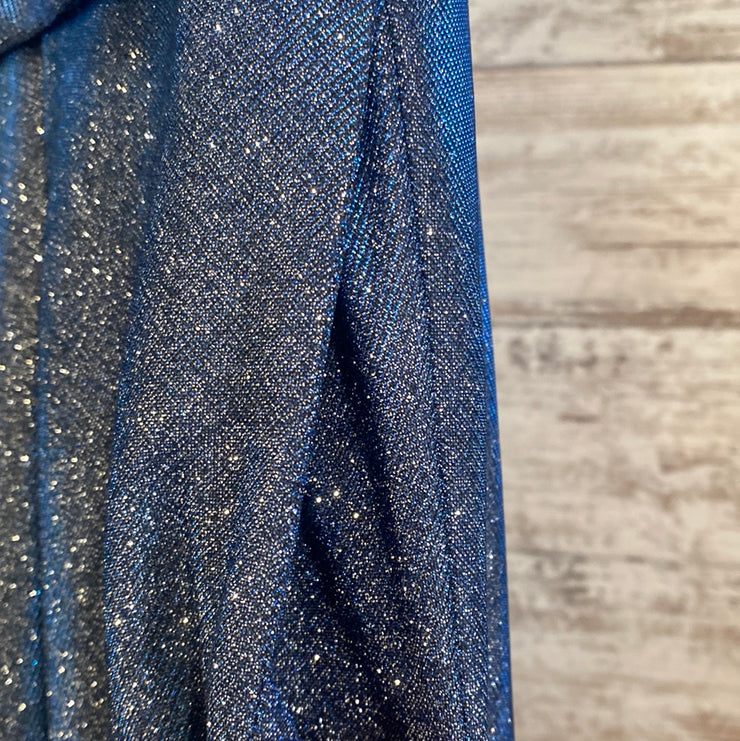 BLUE SPARKLY A LINE GOWN