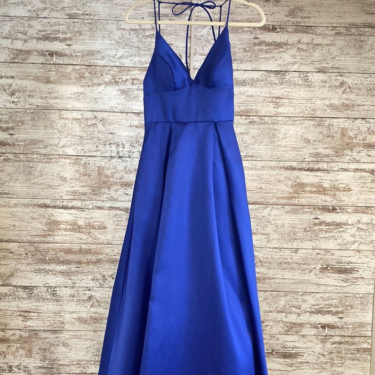 ROYAL BLUE A LINE GOWN