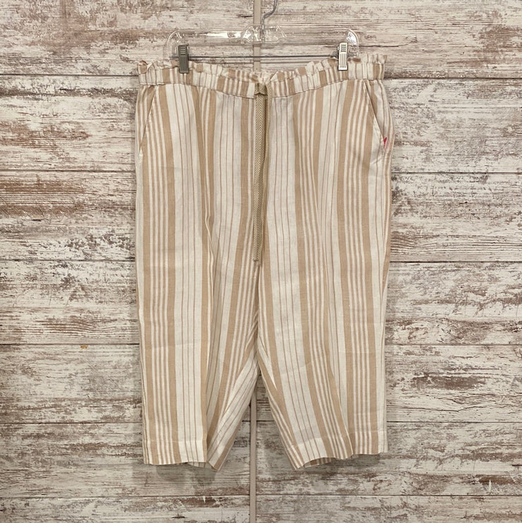 TAN/WHITE 100% LINEN PANTS-NEW