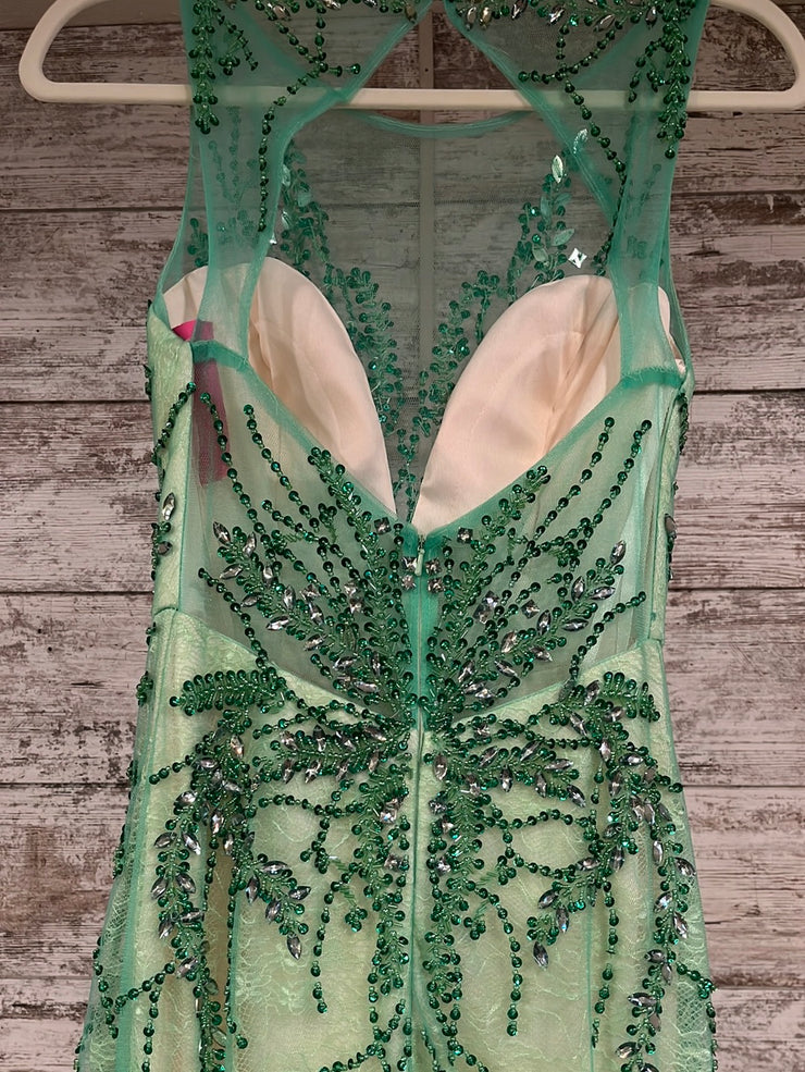 GREEN BEADED MERMAID GOWN