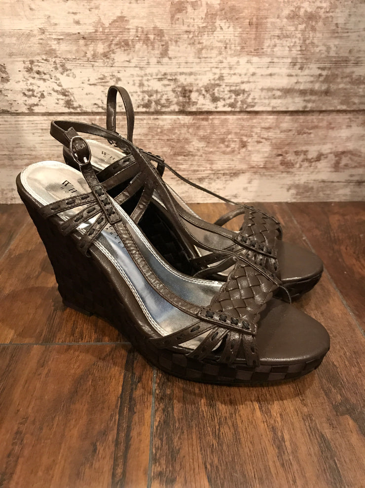 BROWN WEDGE SANDALS (NEW)