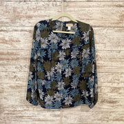 NAVY/FLORAL LONG SLEEVE TOP