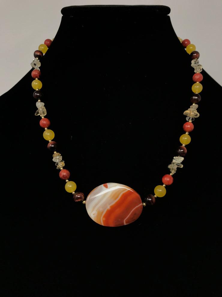 MULTI COLOR STONE/BEAD NECK 80