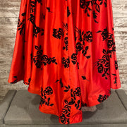 RED/BLACK FLORAL A LINE GOWN