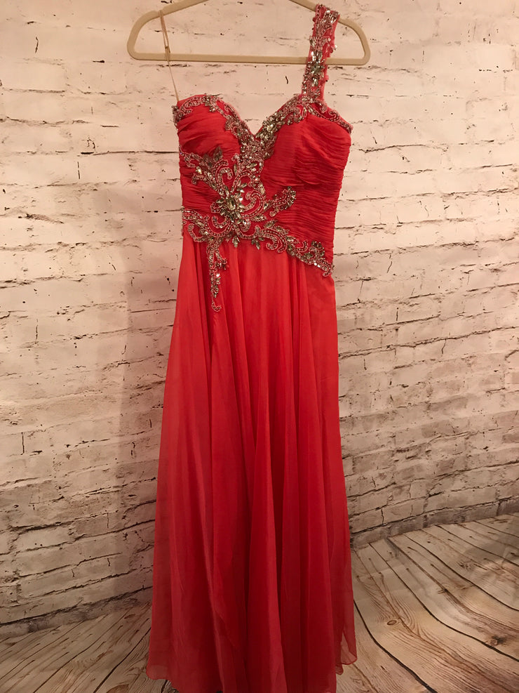 CORAL ONE SHOULDER LONG GOWN