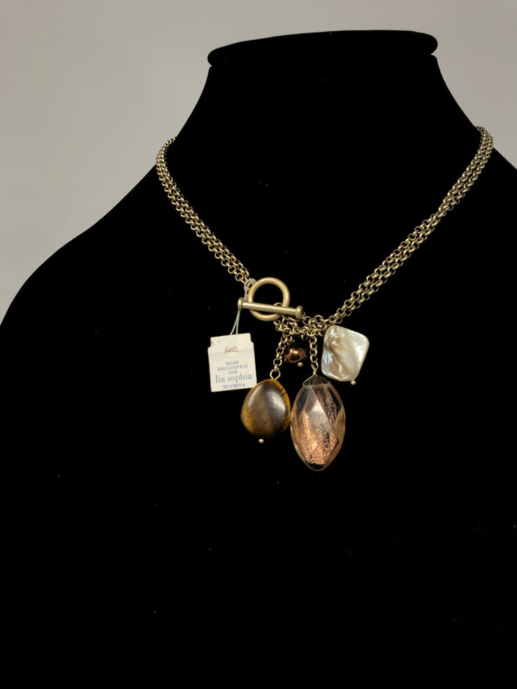 BROWN/WHITE STONE NECKLACE
