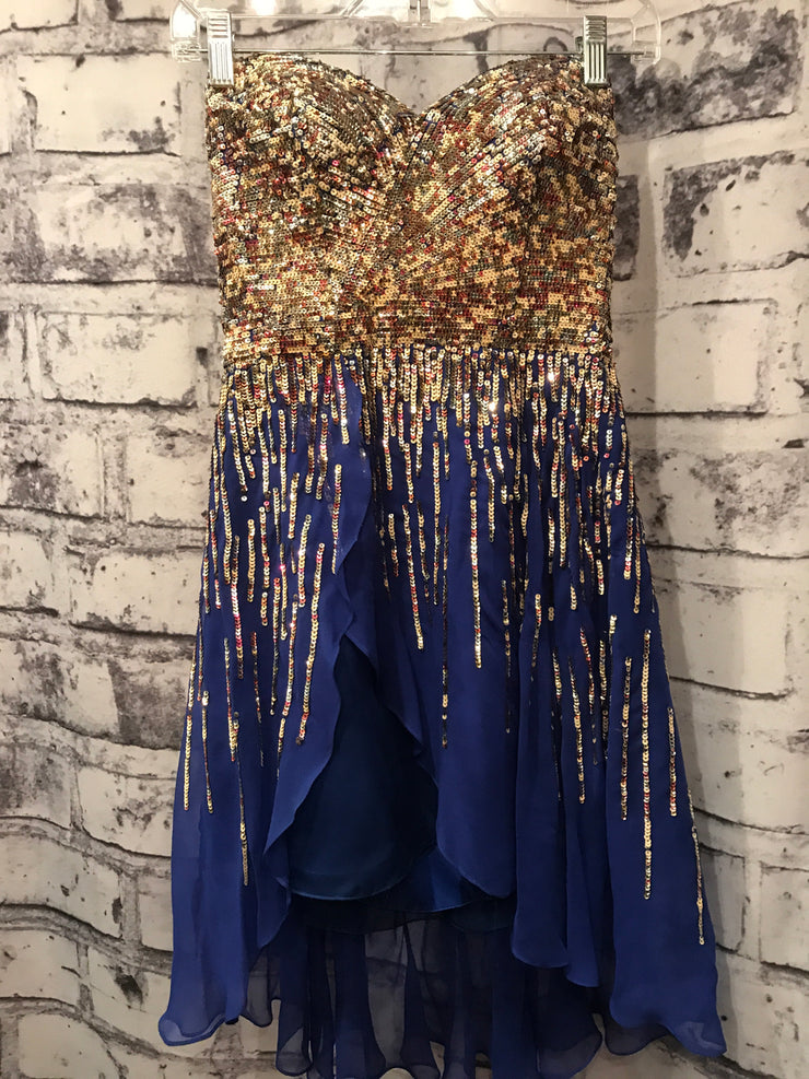 BLUE/GOLD SHORT DRESS - $400 Savvy Seconds Boutique BLUE/GOLD SHORT DRESS - $400 Savvy Seconds Boutique