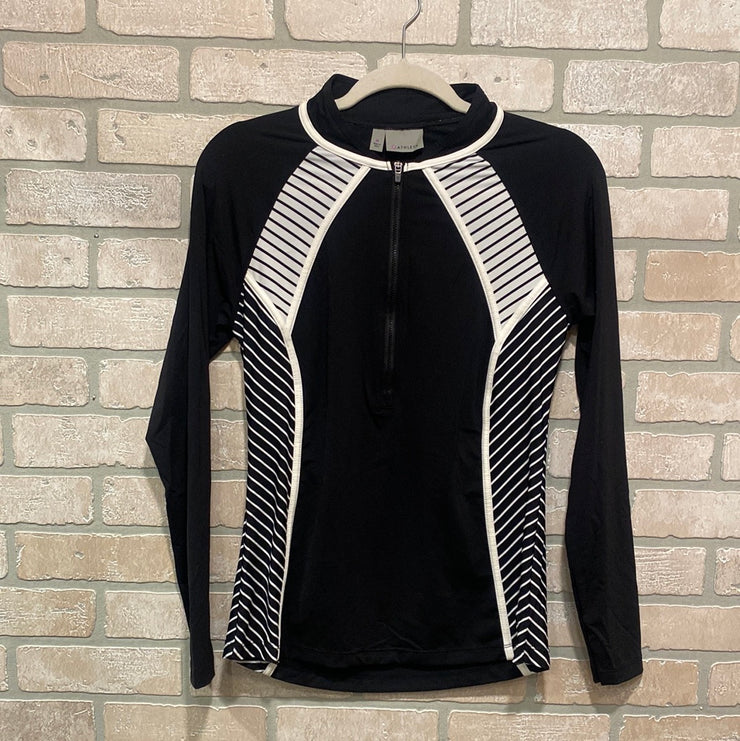 BLACK/WHITE HALF ZIP TOP