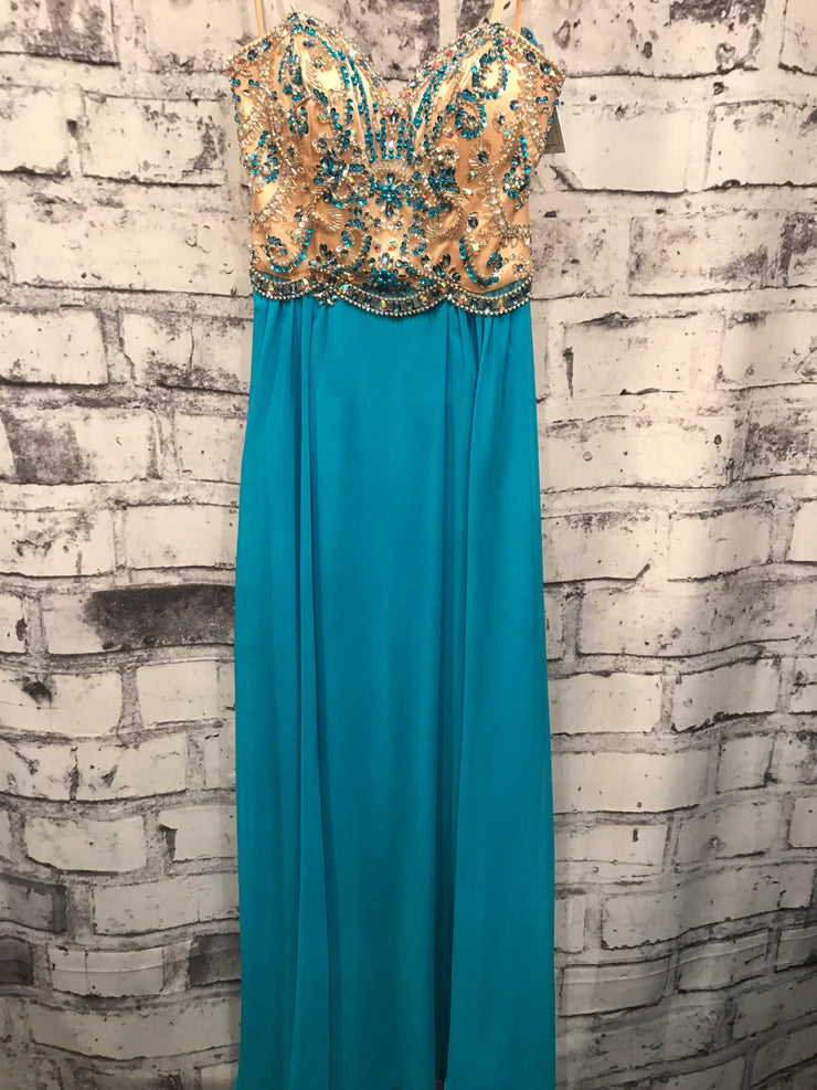 TURQUOISE/TAN LONG GOWN (NEW)