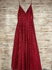 RED SPARKLY A LINE GOWN