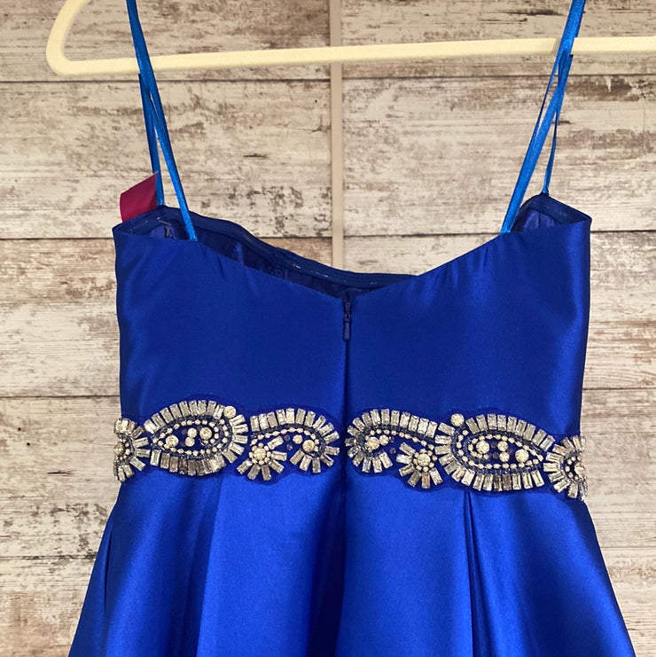 ROYAL BLUE A LINE GOWN