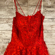 RED/FLORAL A LINE GOWN