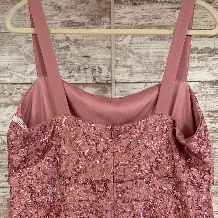 PINK LACE LONG EVENING GOWN