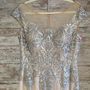 TAN/SILVER LONG EVENING GOWN