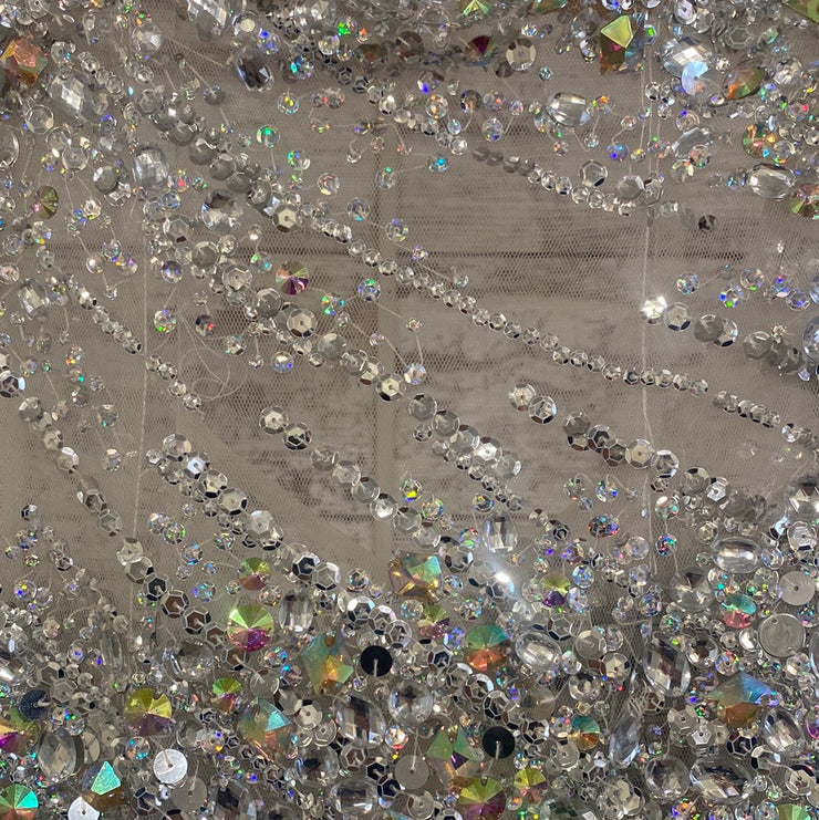 WHITE GEMMED MERMAID GOWN