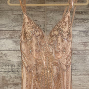 PINK/GOLD BEADED LONG GOWN