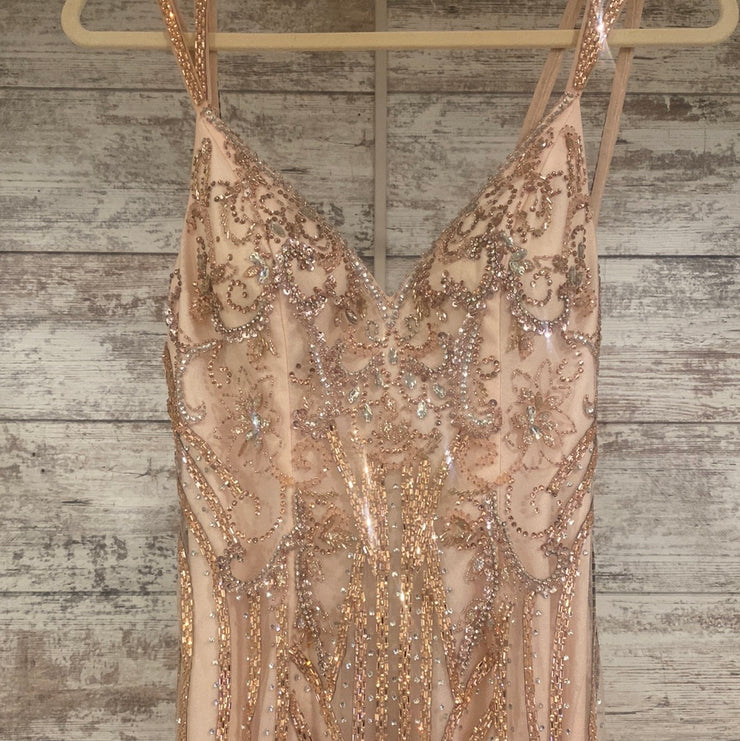 PINK/GOLD BEADED LONG GOWN