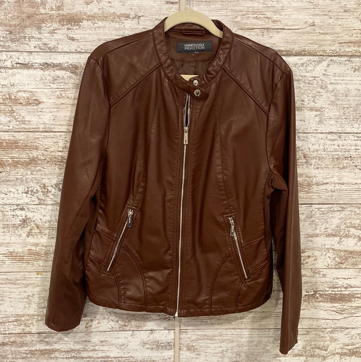 BROWN FAUX LEATHER JACKET